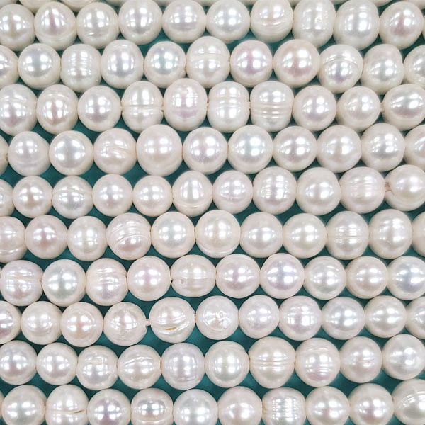 FRESHWATER PEARL POTATO 9-10MM WHITE 2MM LARGE HOLE